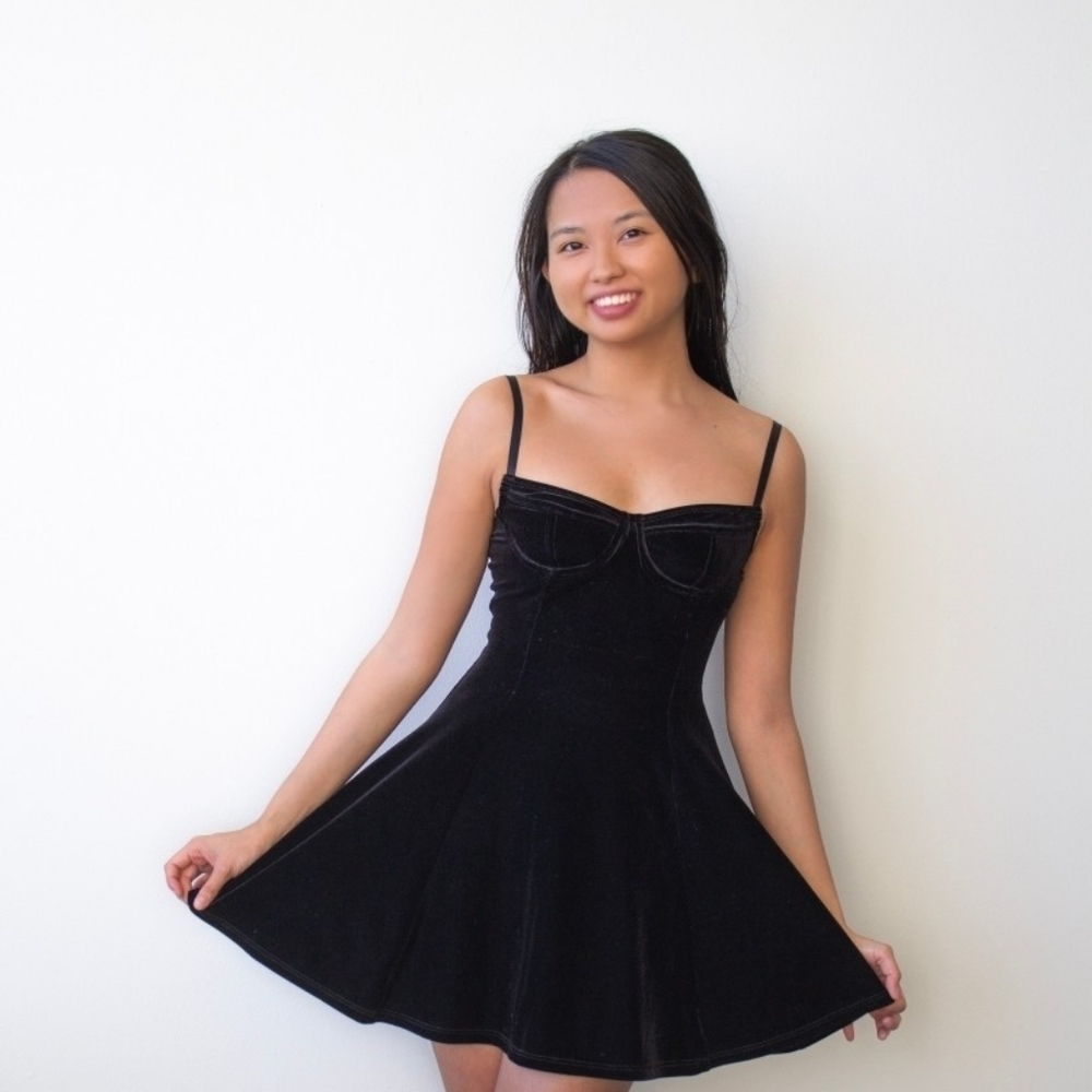 American apparel black velvet underwire bustier dress